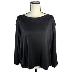 Vintage California Style Black Silk Blend Long Sleeve Top | Boxy Slouchy Fit